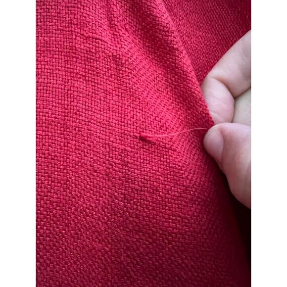 Flax Size Small Red Button Back Round Neck Linen Blouse - Picture 6 of 8